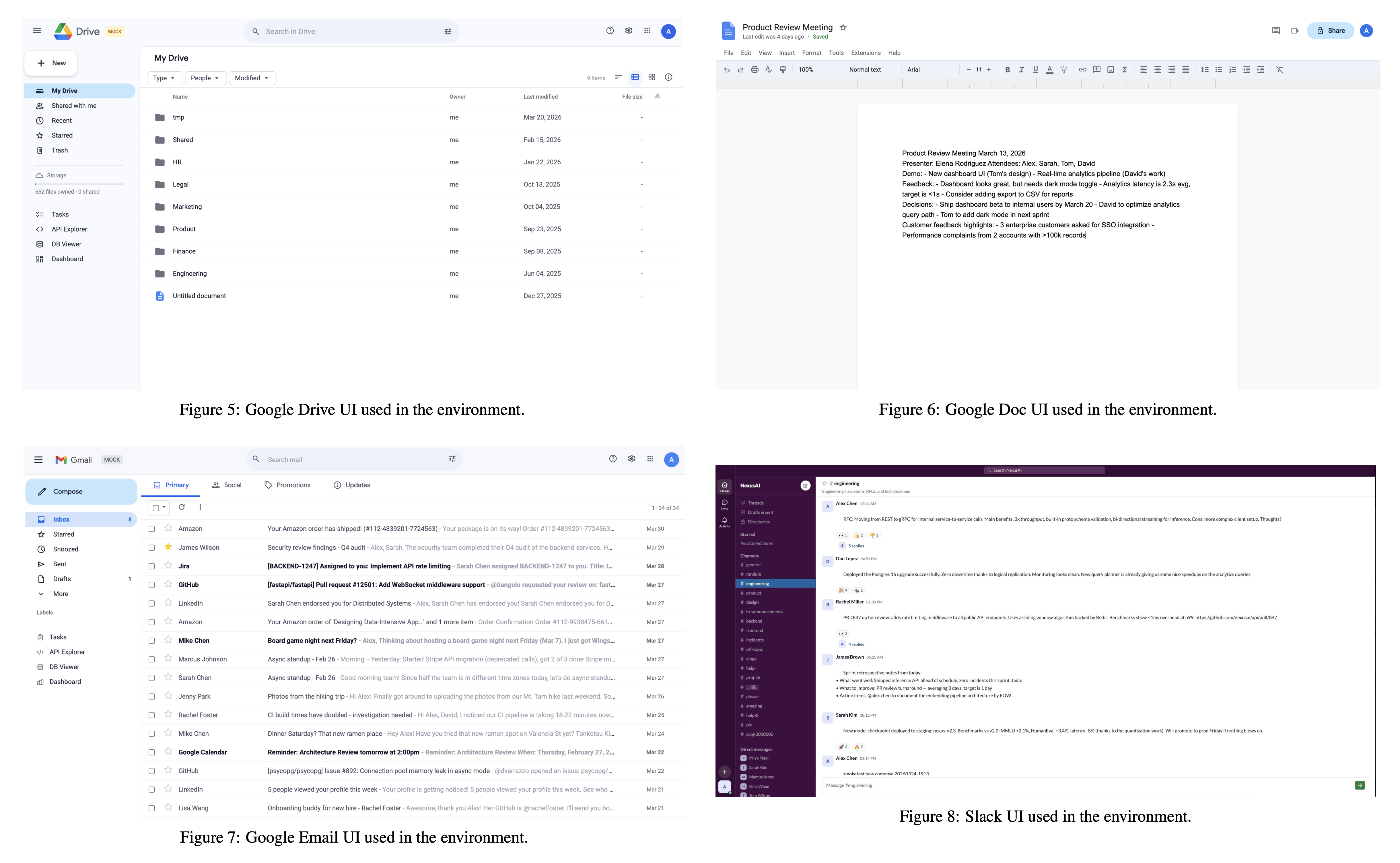 Mock productivity software environments from ClawsBench